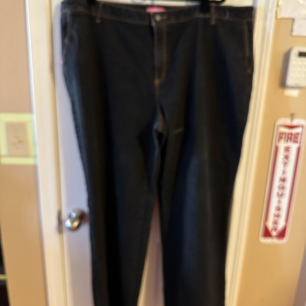Woman Within Dark Blue Straight Leg Jeans
